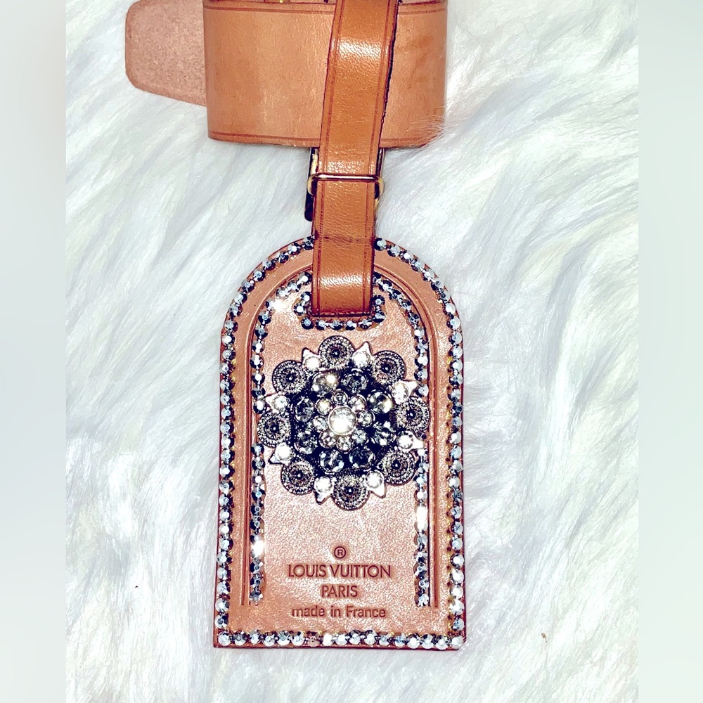 Louis Vuitton Luggage Travel Tag embellished with Silver crystals and Concho